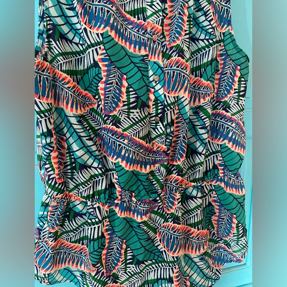 Liz Claiborne Print Peplum Blouse Sleeveless excellent condition Smocked Waist - Picture 3 of 12